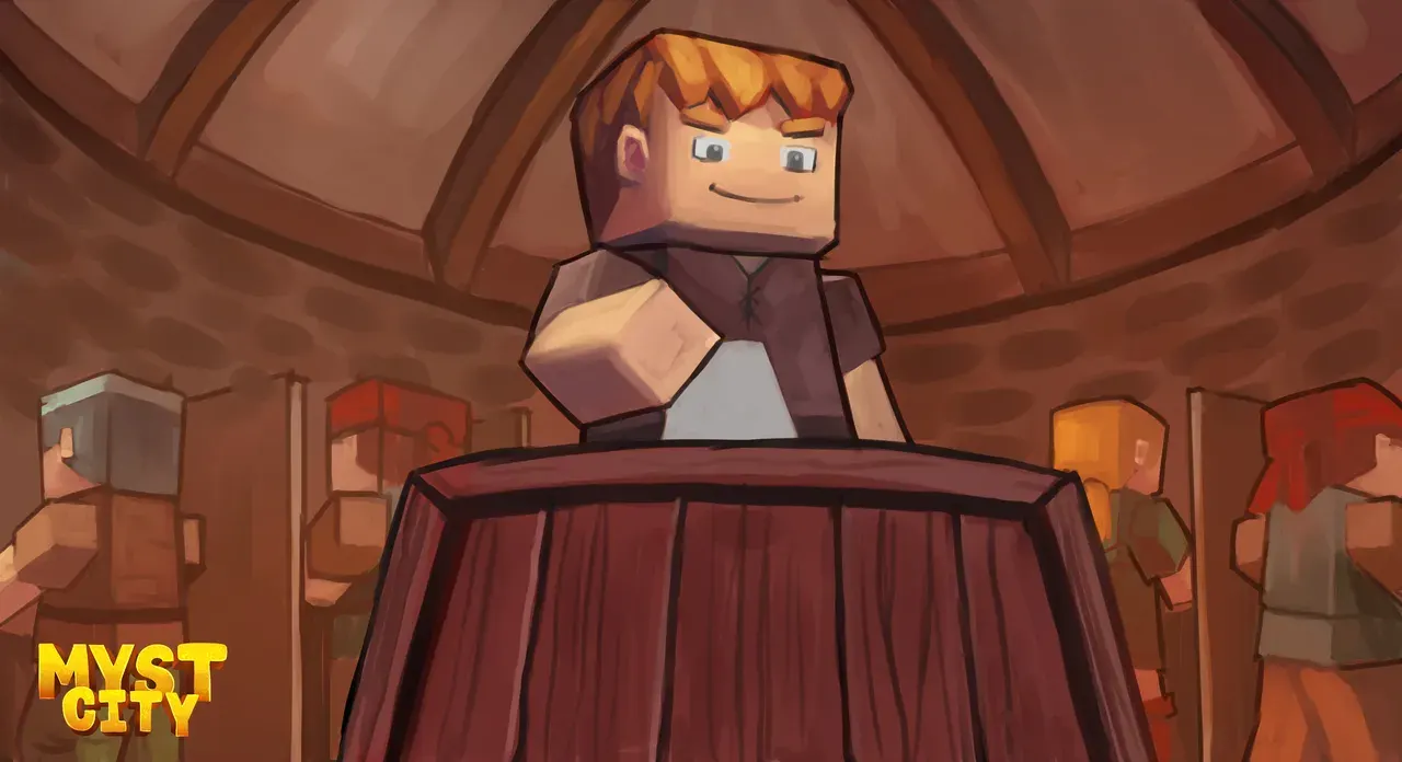 A bard tells stories atop a barrel in the tavern